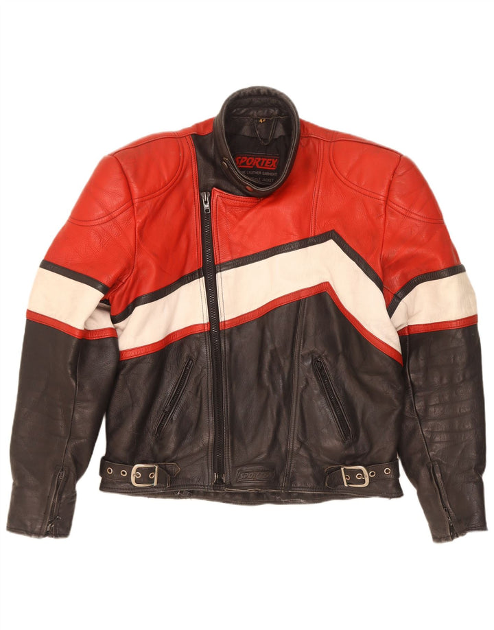 Jaqueta masculina Sportex Racer IT 44 XS couro colorblock preto