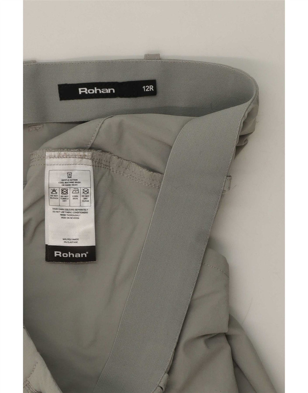 Calça cargo feminina Rohan Slim UK 12 médio W32 L30 cinza poliamida
