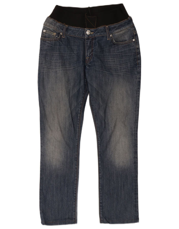 Calça jeans reta feminina Guess W24 L28 azul colorblock