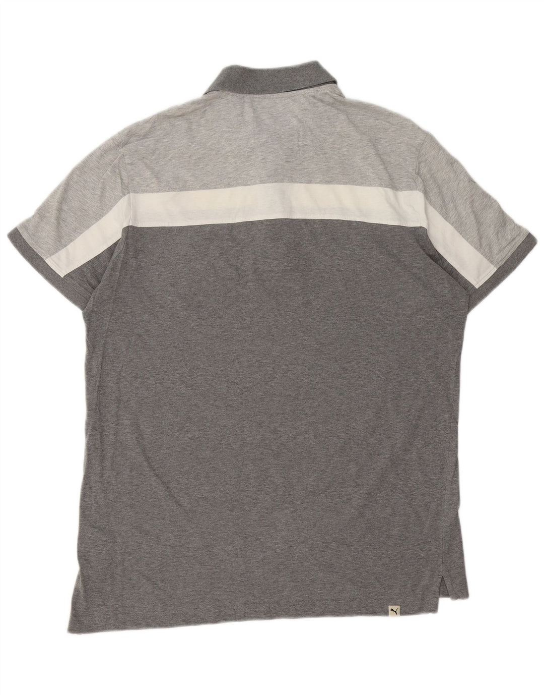 Camisa polo masculina PUMA grande cinza colorblock algodão
