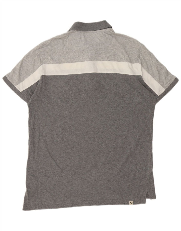 Camisa polo masculina PUMA grande cinza colorblock algodão