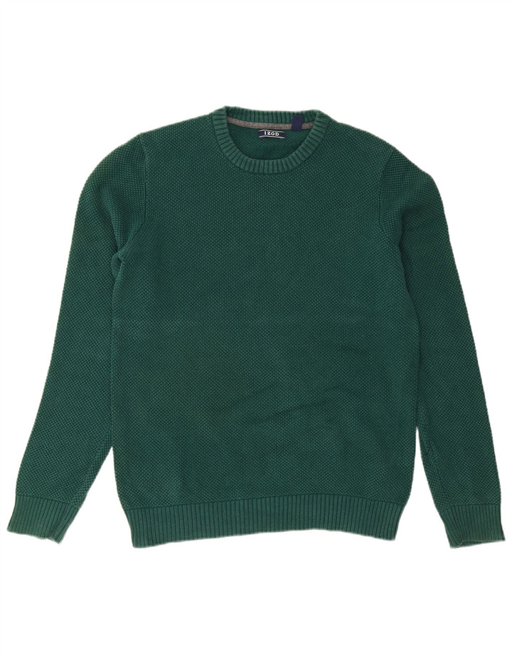 Suéter masculino Izod com gola redonda e algodão verde médio