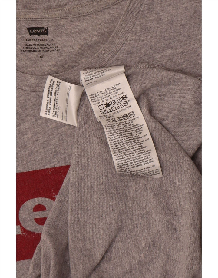 Camiseta gráfica masculina Levi's Top algodão manchado cinza médio