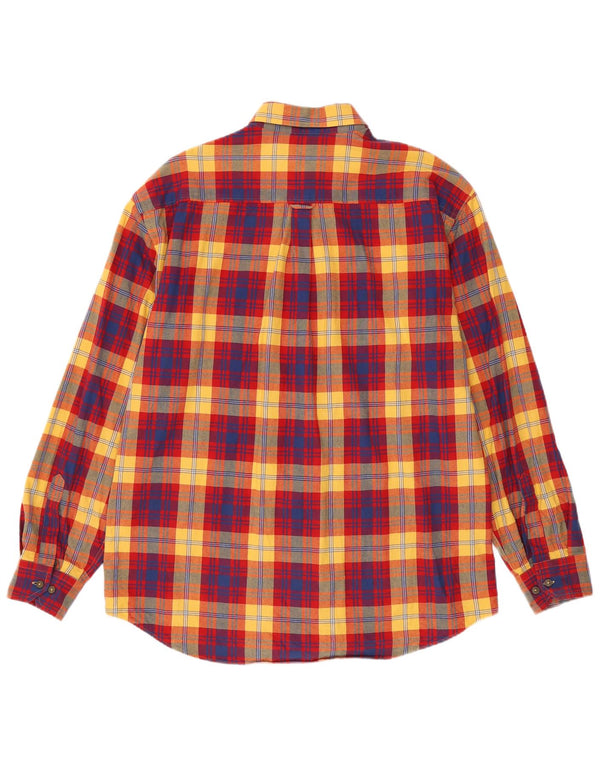 Camisa masculina de flanela Einhorn tamanho 41/42 grande algodão xadrez vermelho