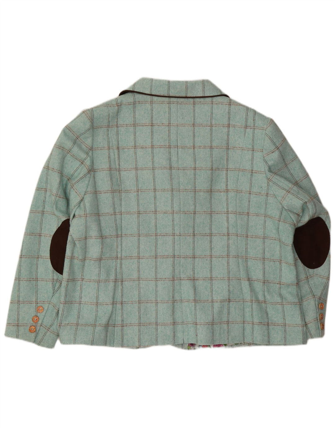 Jaqueta blazer feminina Joe Browns com 3 botões Reino Unido 30 7XL xadrez turquesa