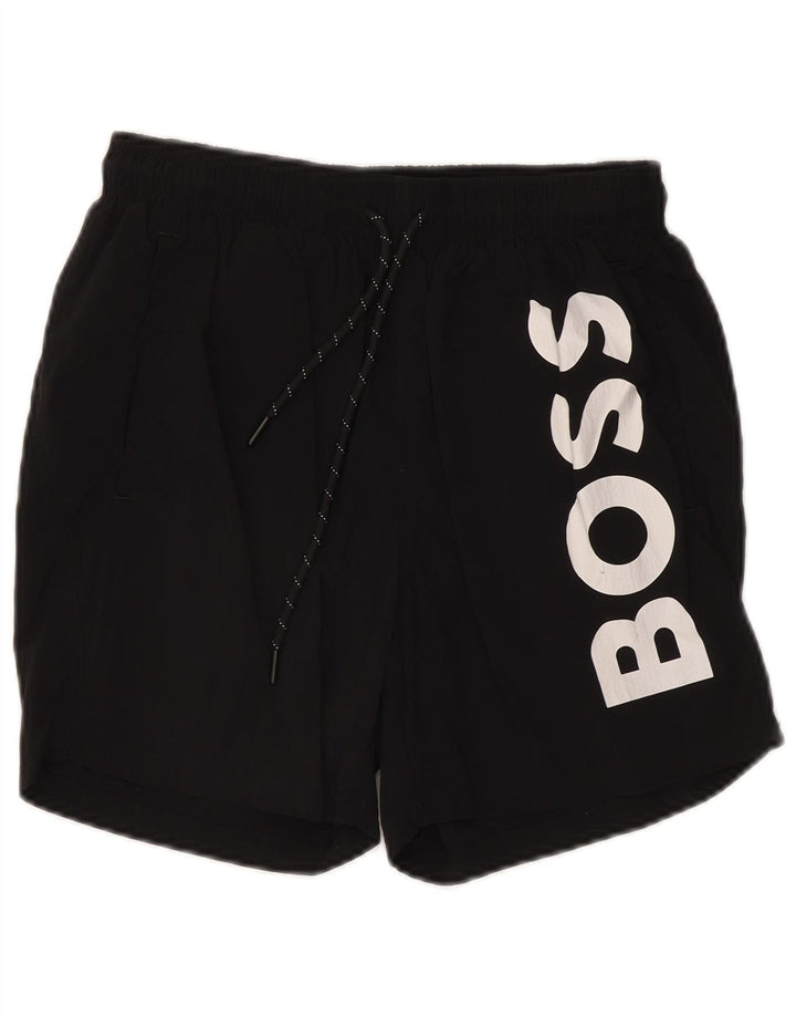 Hugo Boss Shorts de natação masculino gráfico pequeno preto poliamida