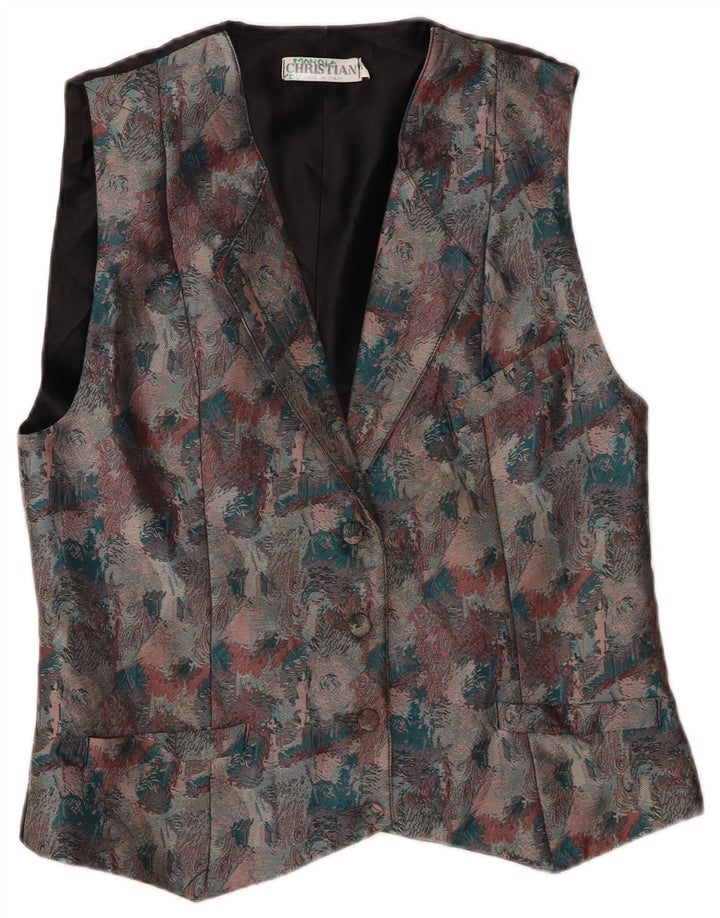 Colete feminino cristão IT 46 grande multicolorido manchado