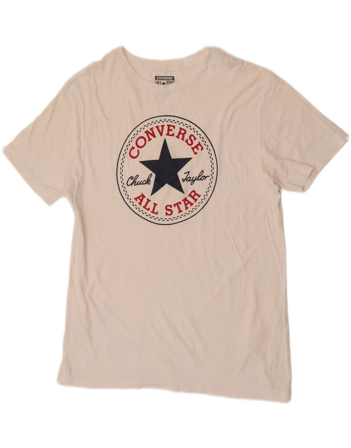 Camiseta masculina Converse com estampa gráfica pequena de algodão off white