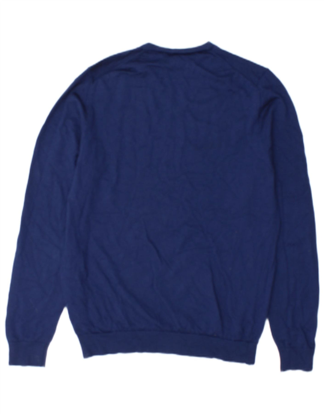 Suéter masculino Marks & Spencer com decote em V, lã azul marinho médio