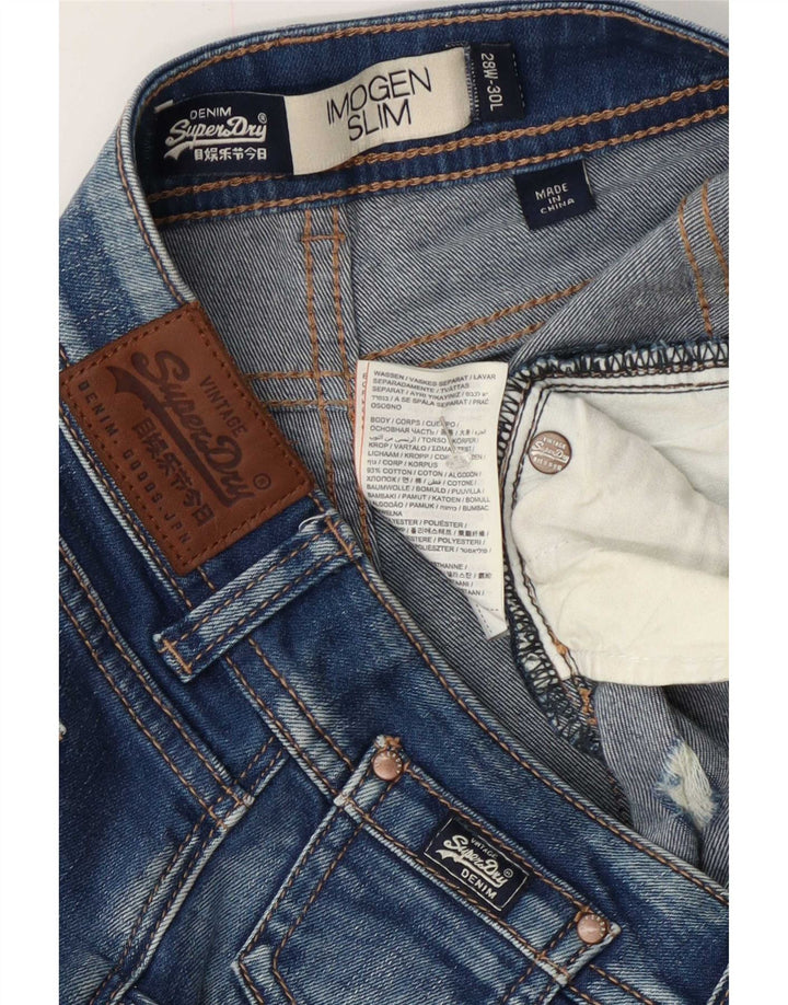 Superdry Womens Imogen Distressed Slim Jeans W28 L30 Azul Algodão