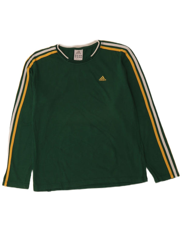 ADIDAS Mens Top Manga Longa UK 40/42 Médio Algodão Verde