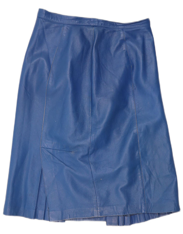 Saia feminina de couro VINTAGE IT 44 médio W28 couro azul