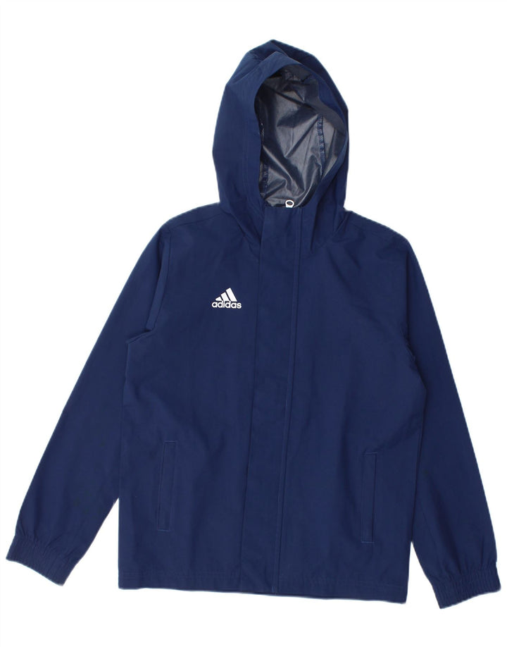 Jaqueta de chuva com capuz Adidas meninos 9-10 anos azul marinho poliéster