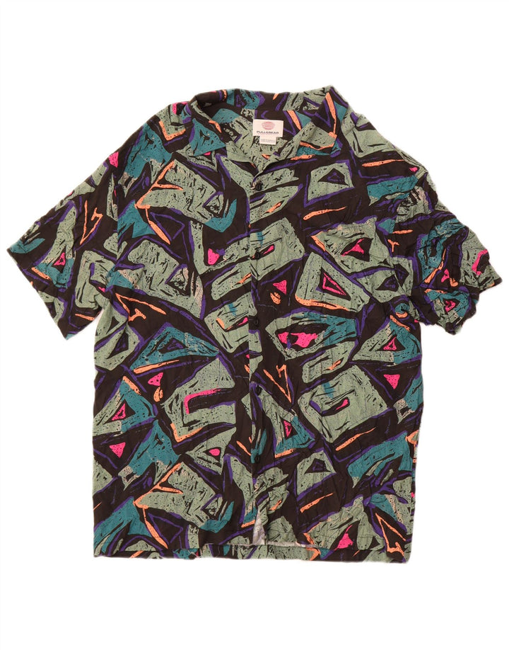Camisa masculina de manga curta Pull & Bear XL viscose geométrica multicolorida
