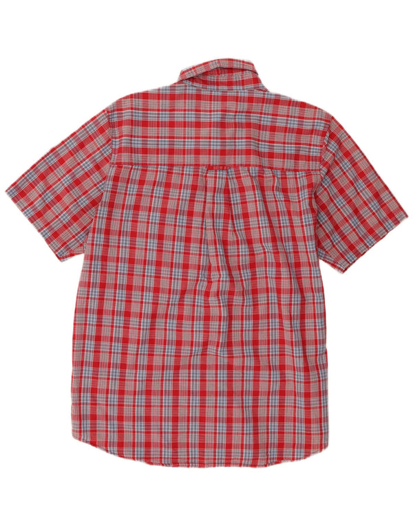 Camisa masculina de manga curta Chaps de algodão xadrez vermelho médio