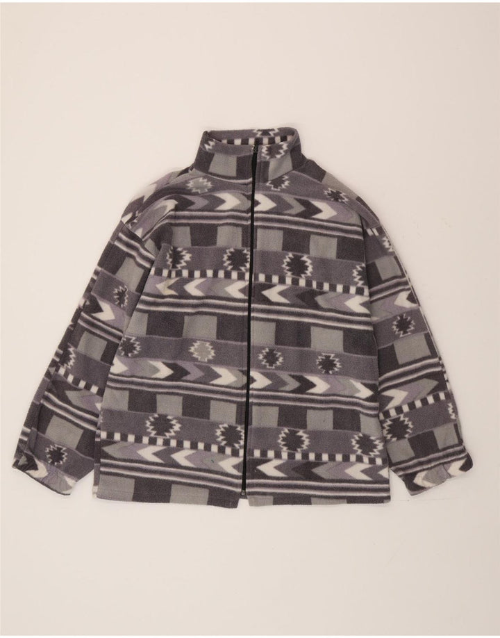 Jaqueta de lã masculina vintage Reino Unido 40 grande cinza Fair Isle poliéster asteca