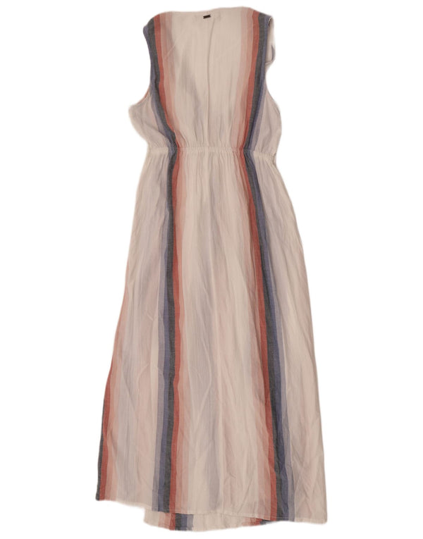Vestido maxi feminino sem mangas O'Neill UK 10 viscose listrada branca pequena