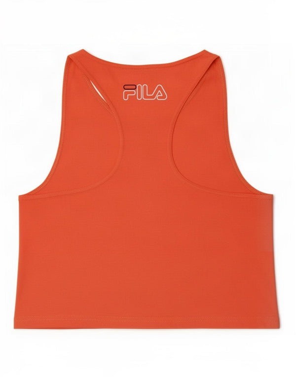 Fila Womens Graphic Crop Vest Top UK 12 Médio Laranja Poliéster