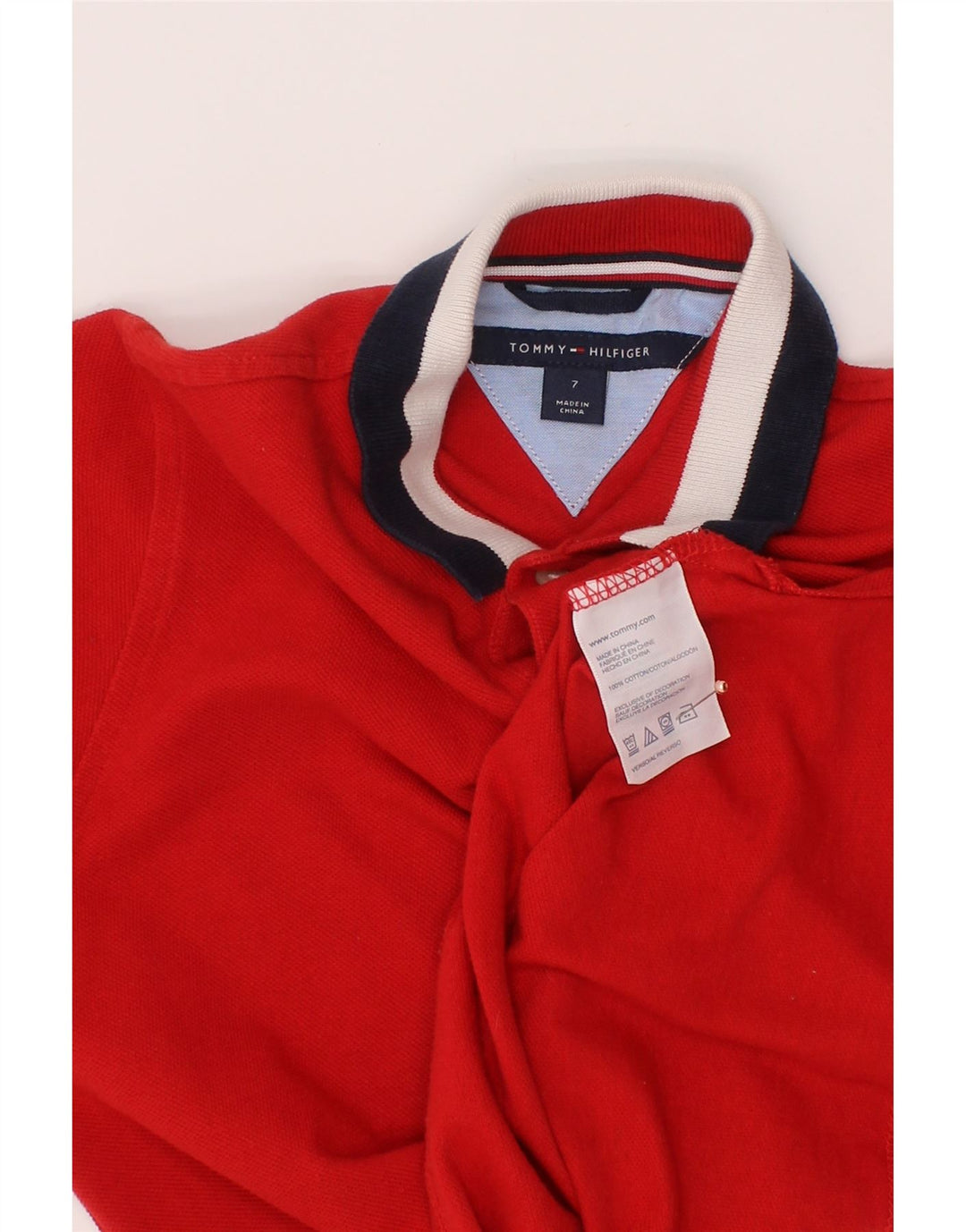 Camisa polo gráfica TOMMY HILFIGER para meninos 6-7 anos algodão vermelho