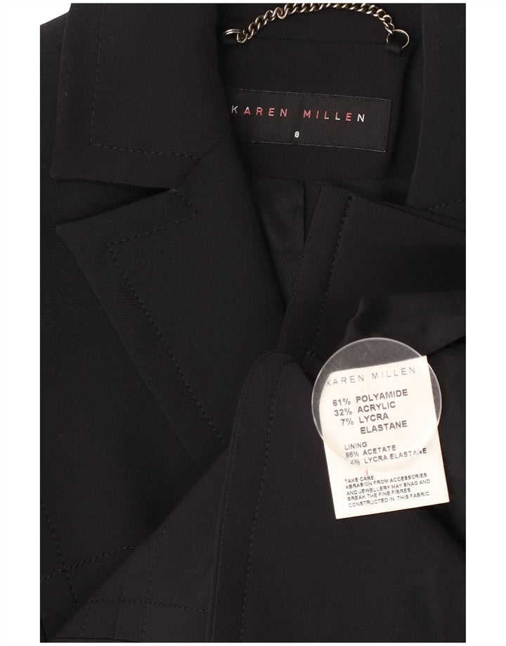 Jaqueta blazer feminina Karen Millen com 2 botões Reino Unido 8 pequena poliamida preta