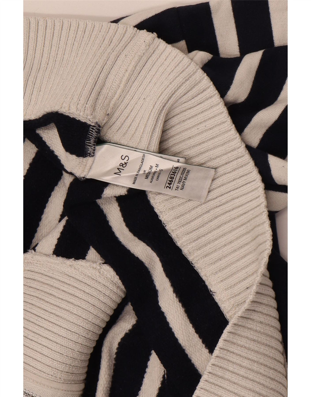 Suéter feminino Marks & Spencer com gola e zíper Reino Unido 14 médio azul marinho