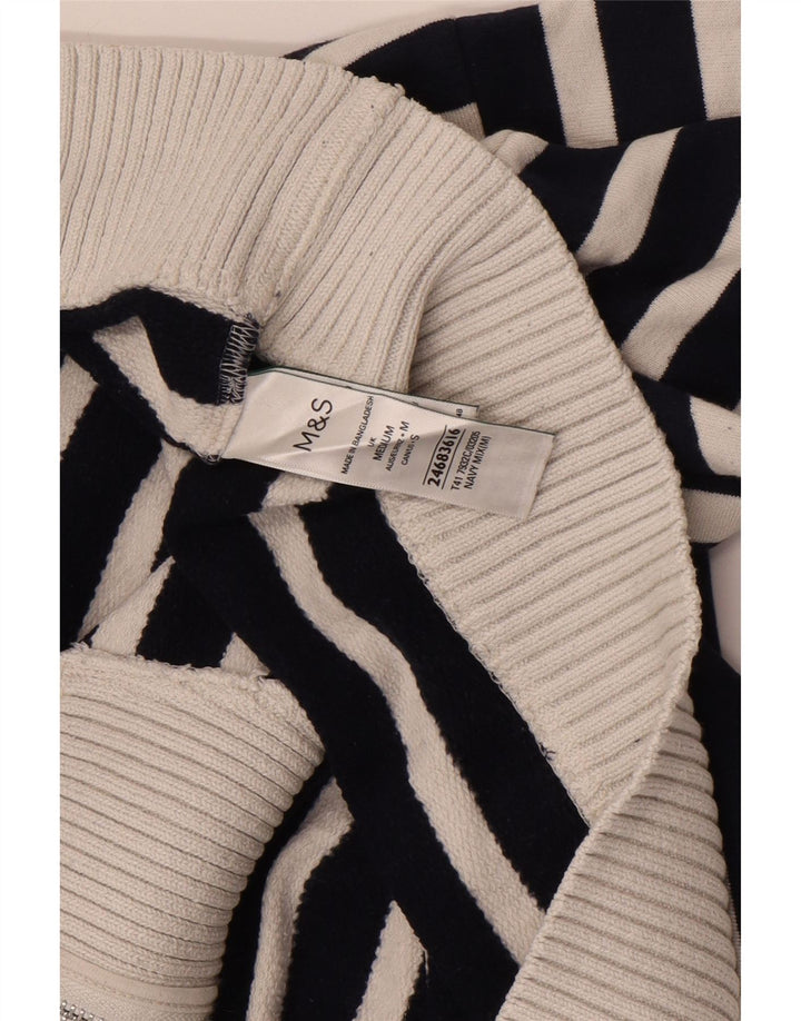 Suéter feminino Marks & Spencer com gola e zíper Reino Unido 14 médio azul marinho