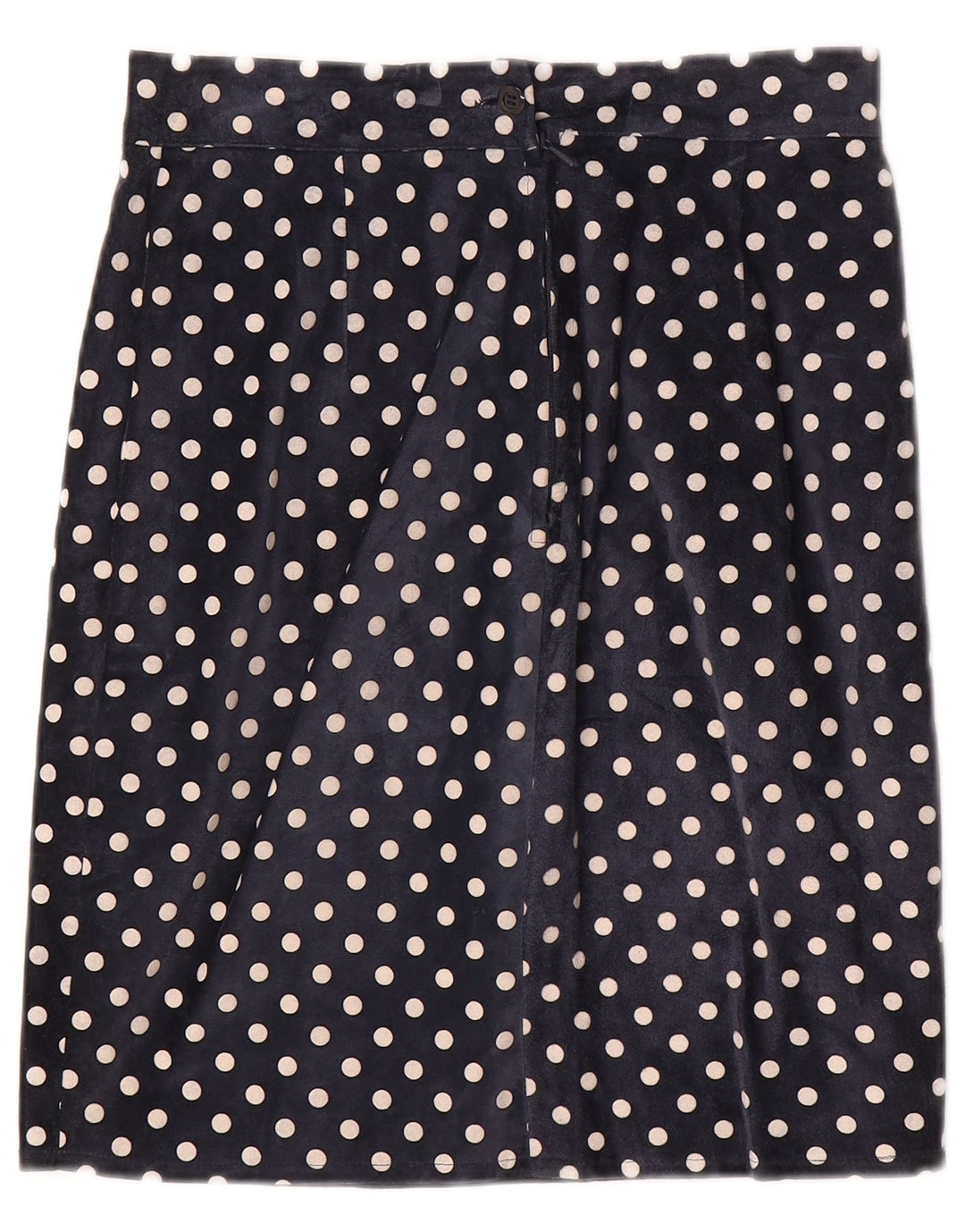 Saia reta feminina vintage W28 bolinhas azul marinho médio