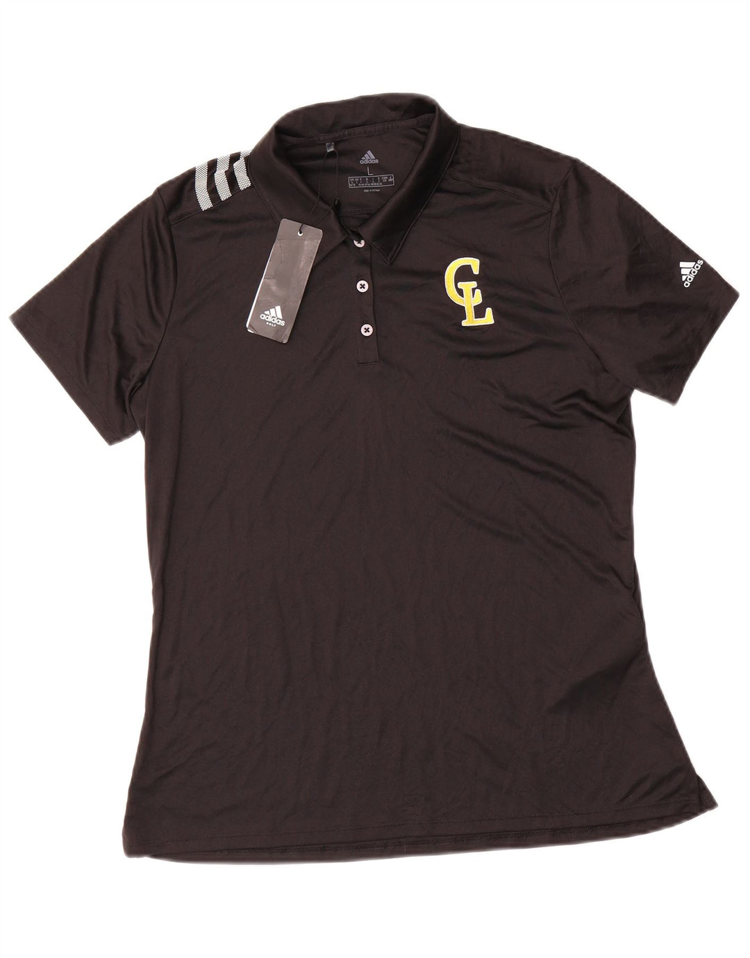 Camisa polo feminina Adidas Reino Unido 16/18 grande poliéster preto
