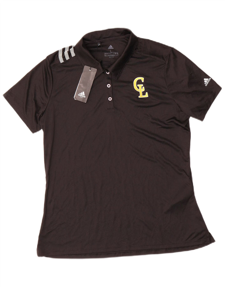 Camisa polo feminina Adidas Reino Unido 16/18 grande poliéster preto