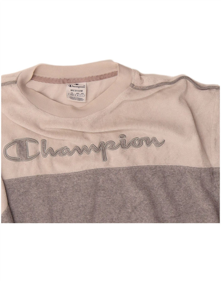 CHAMPION Suéter gráfico feminino Jumper UK 14 Bloco de cores cinza médio