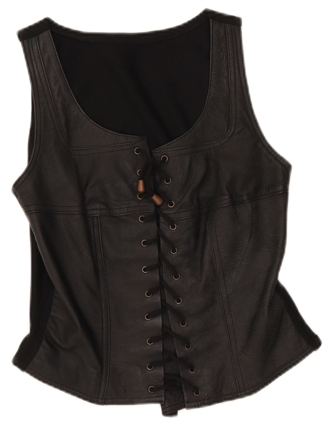 Colete de couro feminino Trend UK 12 couro preto médio