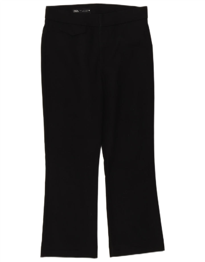 Calça feminina Zara Bootcut Suit Reino Unido 10 pequeno algodão preto