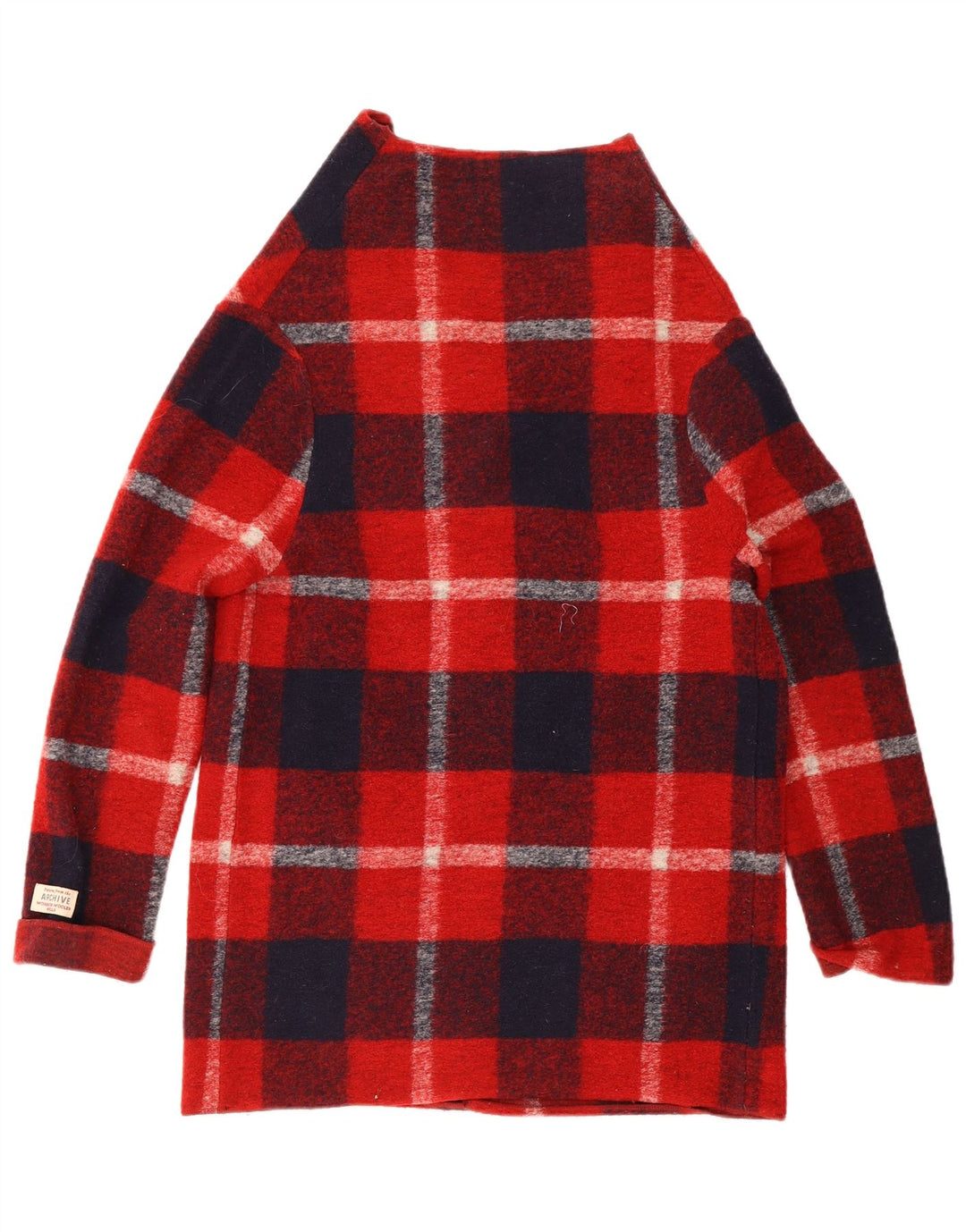 Suéter feminino Woolrich Longline Cardigan Reino Unido 10 lã xadrez vermelha pequena