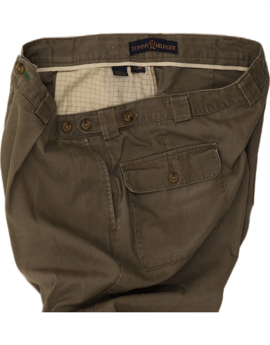 TOMMY HILFIGER Mens Pegged Chino Trousers W38 L26 Khaki Vintage Tommy Hilfiger and Second-Hand Tommy Hilfiger from Messina Hembry 
