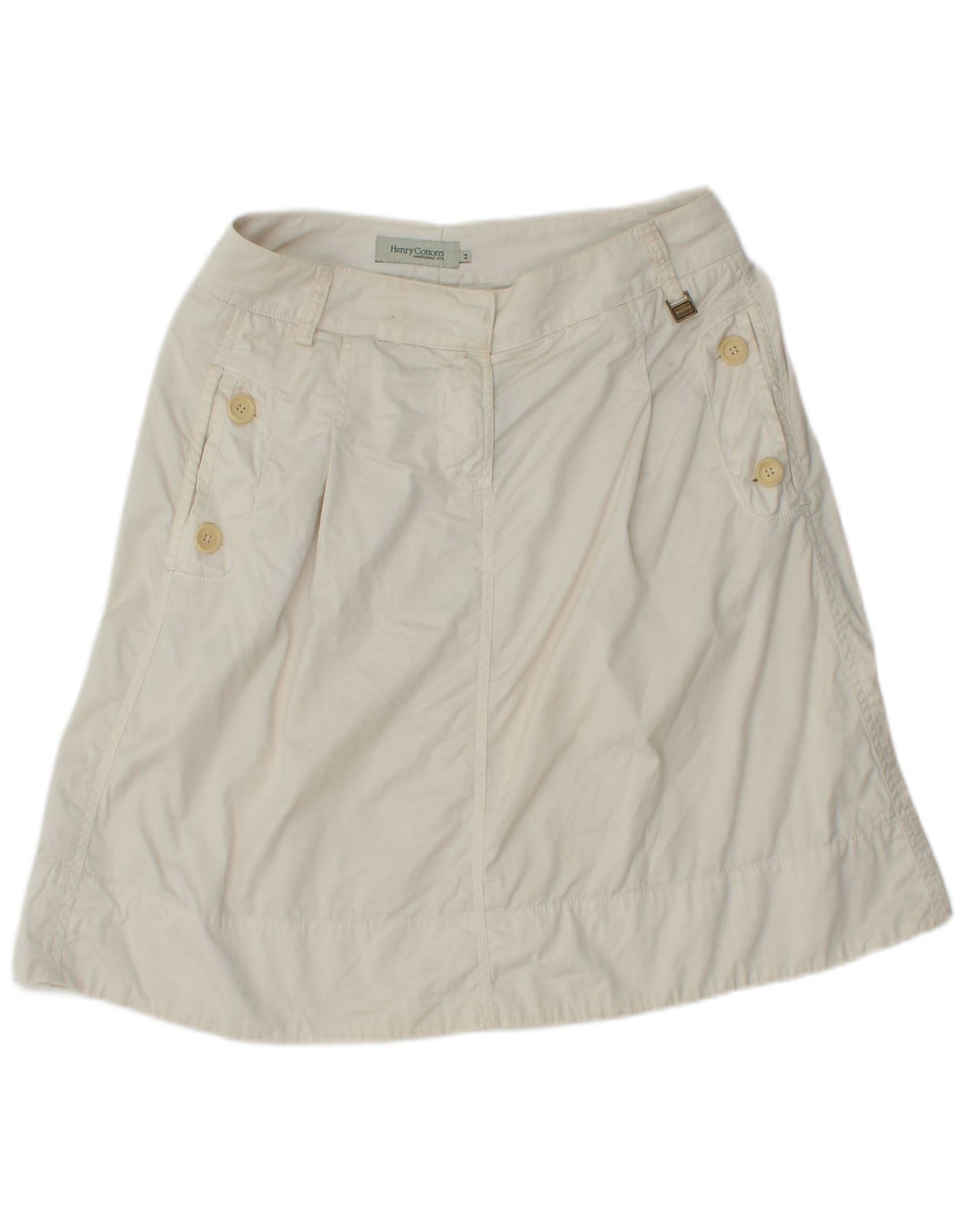 HENRY COTTONS Saia feminina evasê IT 44 médio W30 algodão branco