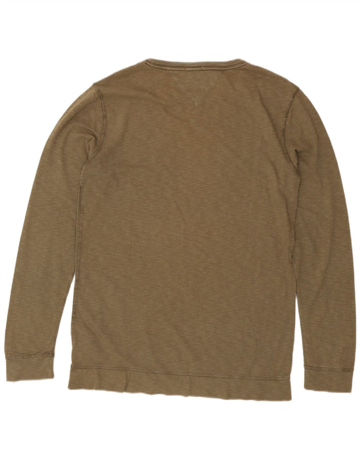 Suéter masculino TOMMY HILFIGER com gola redonda, algodão cáqui médio