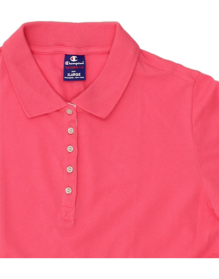 CHAMPION Womens Polo Shirt UK 18 XL Pink Cotton Vintage Champion and Second-Hand Champion from Messina Hembry 