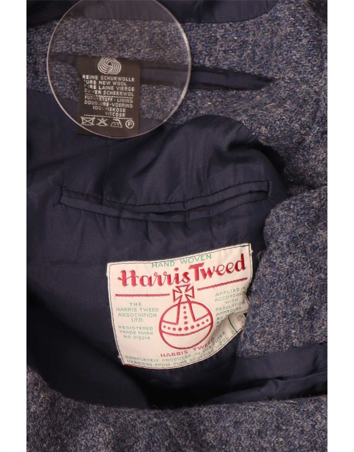 Jaqueta blazer masculina Harris Tweed com 3 botões Reino Unido 40 grande azul marinho nova lã