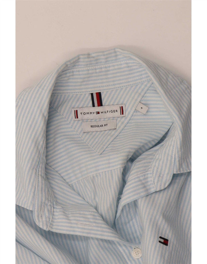 Camisa feminina Tommy Hilfiger Regular Fit US 4 pequena listra azul