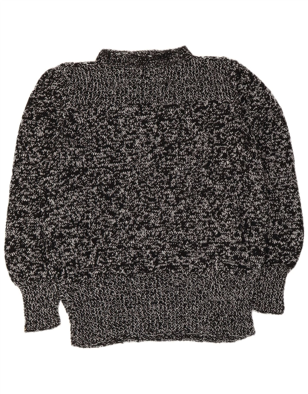Suéter feminino vintage com gola tartaruga Reino Unido 14 médio preto manchado