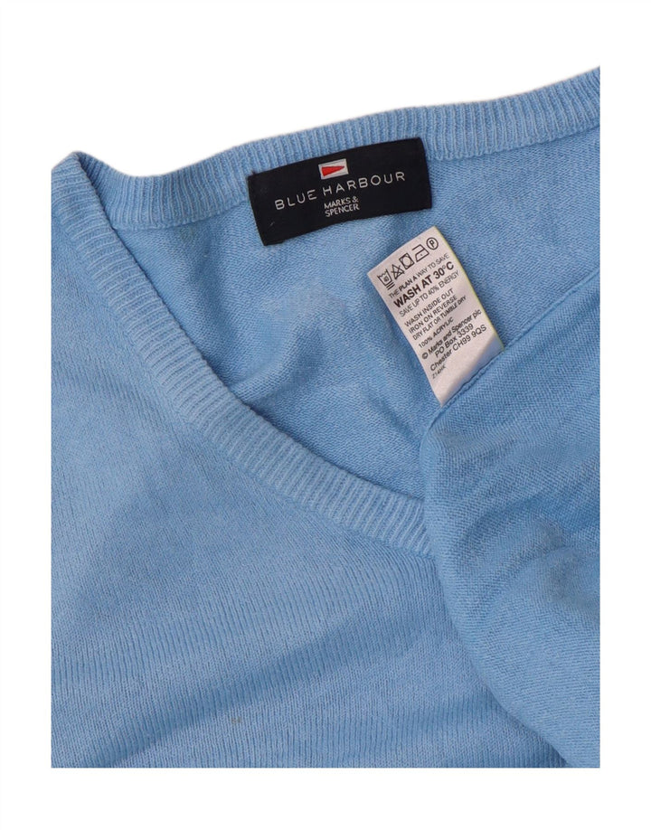 Suéter masculino Marks & Spencer Blue Harbor com decote em V grande acrílico
