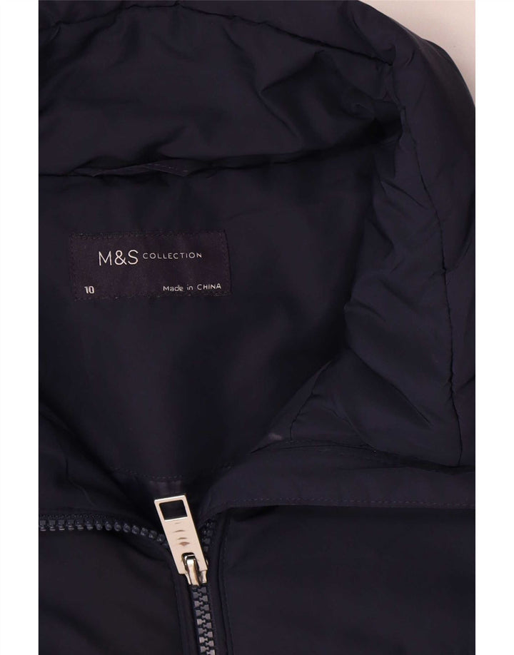 Jaqueta acolchoada feminina Marks & Spencer UK 10 poliéster azul marinho pequeno