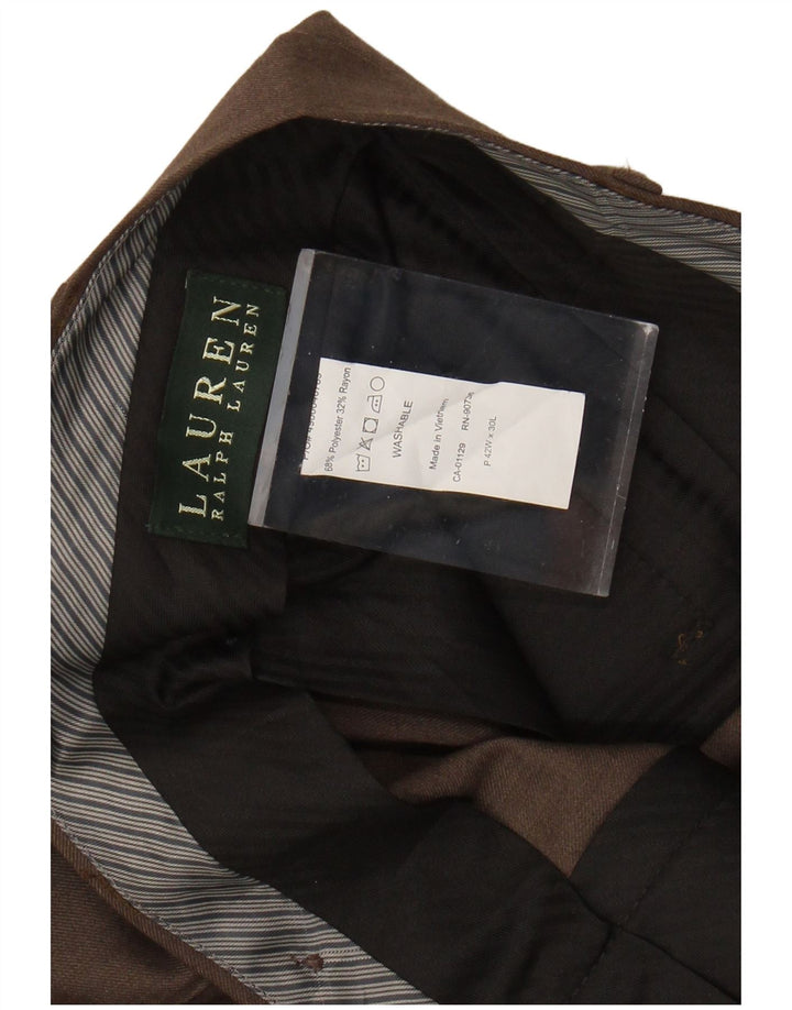 Calça de terno masculina RALPH LAUREN W42 L30 poliéster marrom