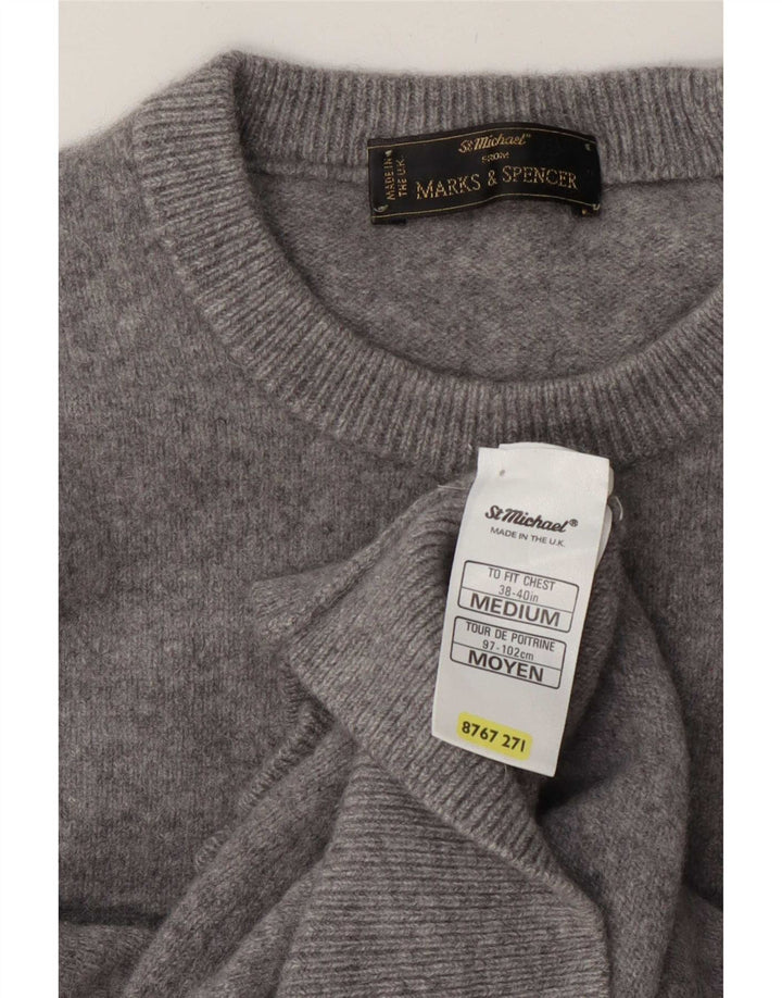 Suéter masculino Marks & Spencer com gola redonda e lã cinza médio