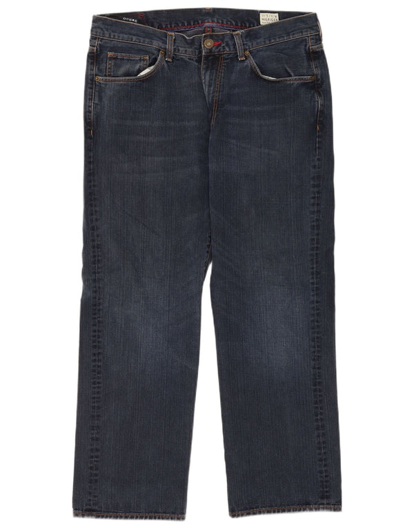 Jeans retos masculinos Tommy Hilfiger W36 L30 algodão azul marinho