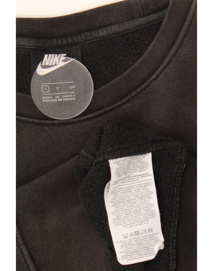 NIKE feminino oversized gráfico moletom jumper UK 10 pequeno algodão preto