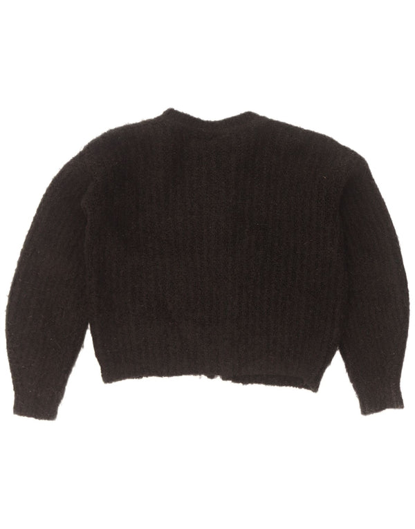 Topshop Suéter feminino oversized com zíper completo Reino Unido 8 pequeno acrílico preto