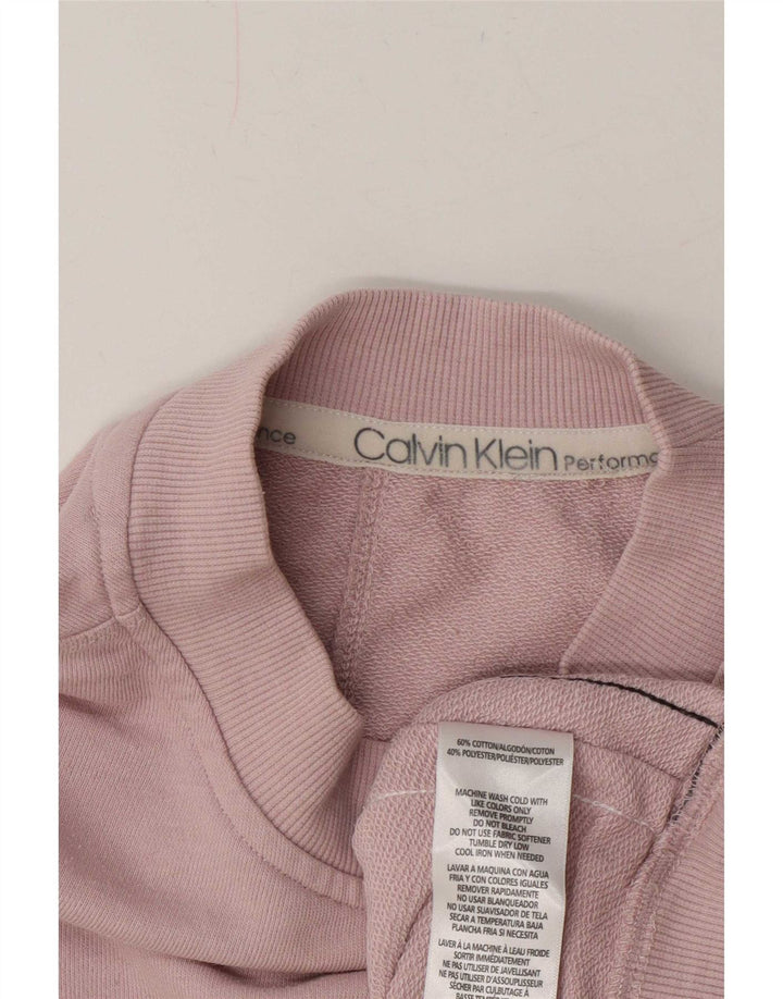 Calvin Klein moletom feminino oversized gráfico jumper UK 14 médio rosa