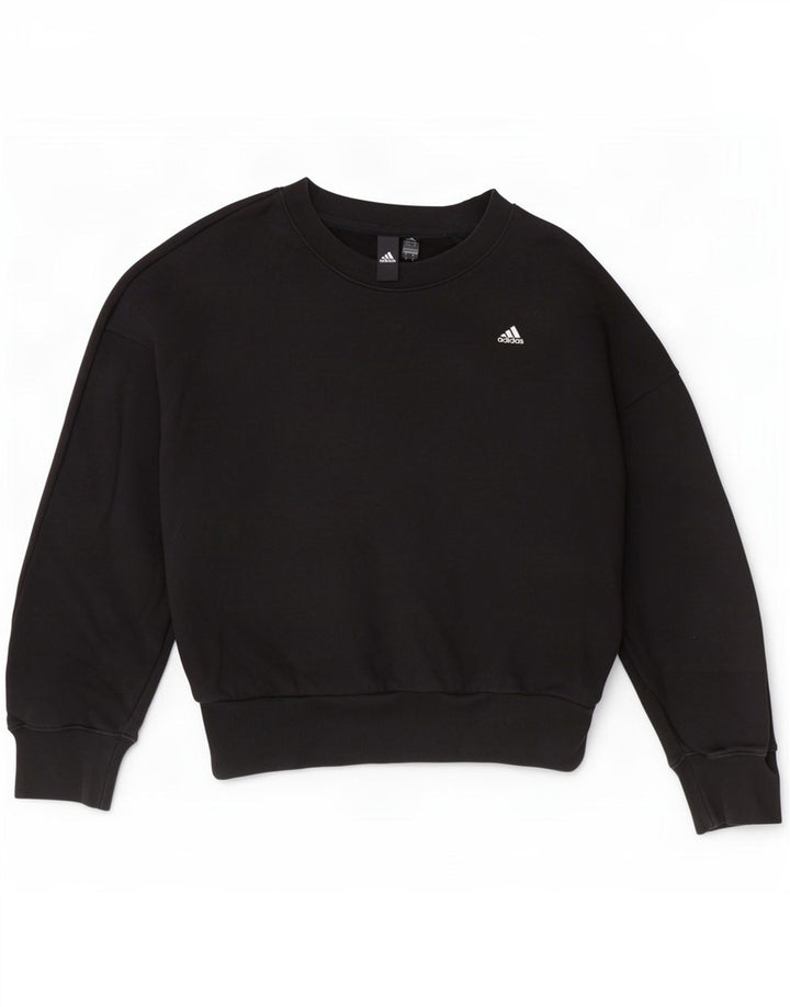 Adidas feminino oversized moletom jumper reino unido 8/10 pequeno algodão preto