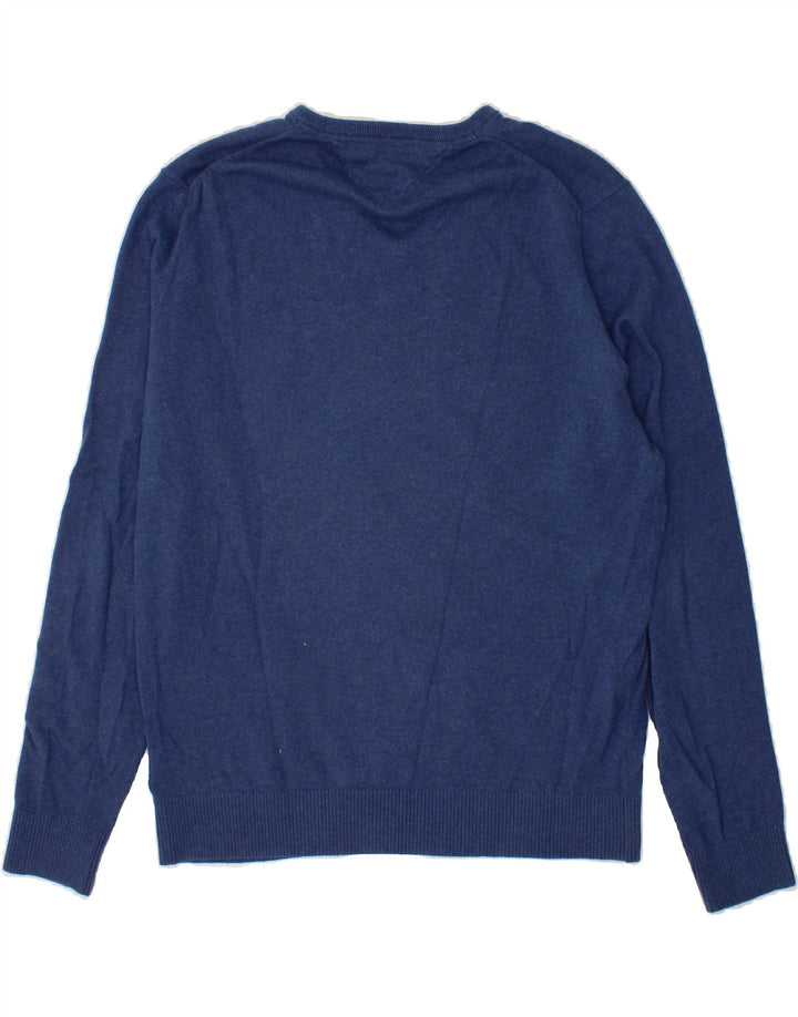 TOMMY HILFIGER Mens V-Neck Jumper Sweater XL Navy Blue Cotton Vintage Tommy Hilfiger and Second-Hand Tommy Hilfiger from Messina Hembry 